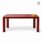 Wine Red Angled Dining Table — white front