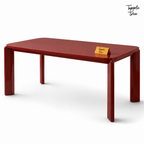Wine Red Angled Dining Table — white opposite angle