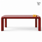 Wine Red Angled Dining Table — white side profile