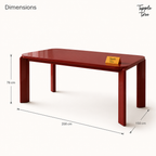 Wine Red Angled Dining Table — dimensions