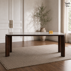 Nilea Glass and Ash Dining Table — lifestyle front