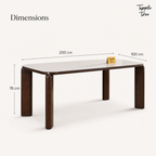 Nilea Glass and Ash Dining Table — dimensions