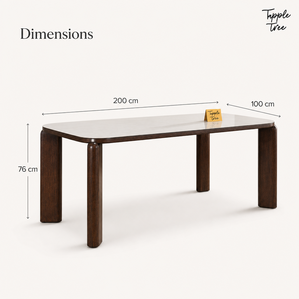 Nilea Glass and Ash Dining Table — dimensions