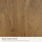 Rustic Amber finish swatch: close-up of the honey amber wood colour and grain