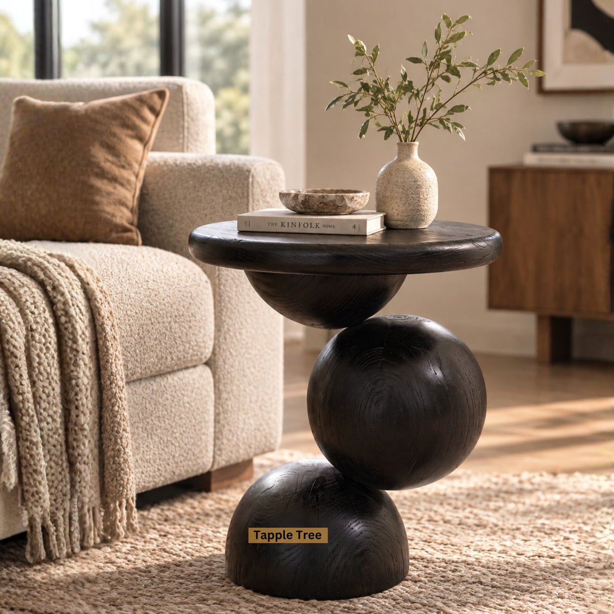 Ohana black end table — in a living room
