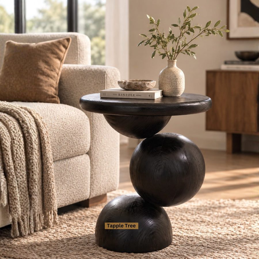 Ohana black end table — in a living room