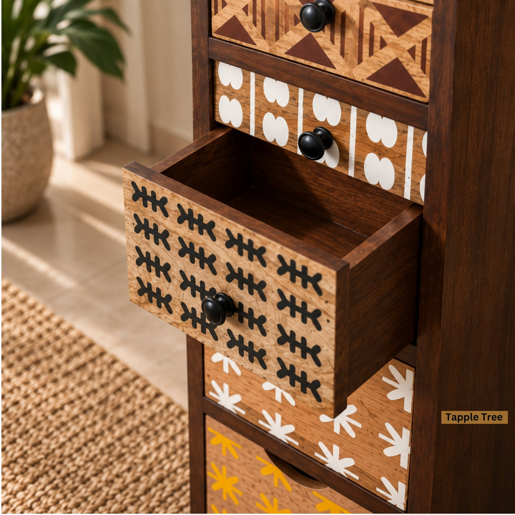 Gabon slim chest in teak finish — product view 2