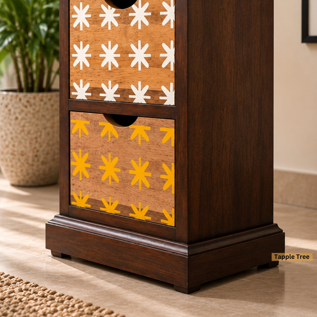 Gabon slim chest in teak finish — product view 3