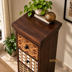 Gabon slim chest in teak finish — product view 4