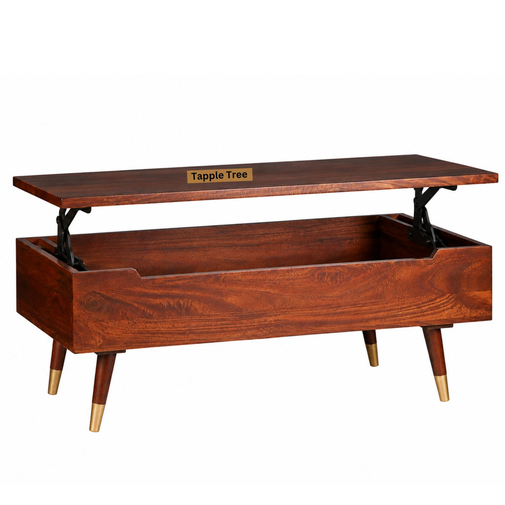 Berlin full lift-top coffee table in teak finish — product view 4