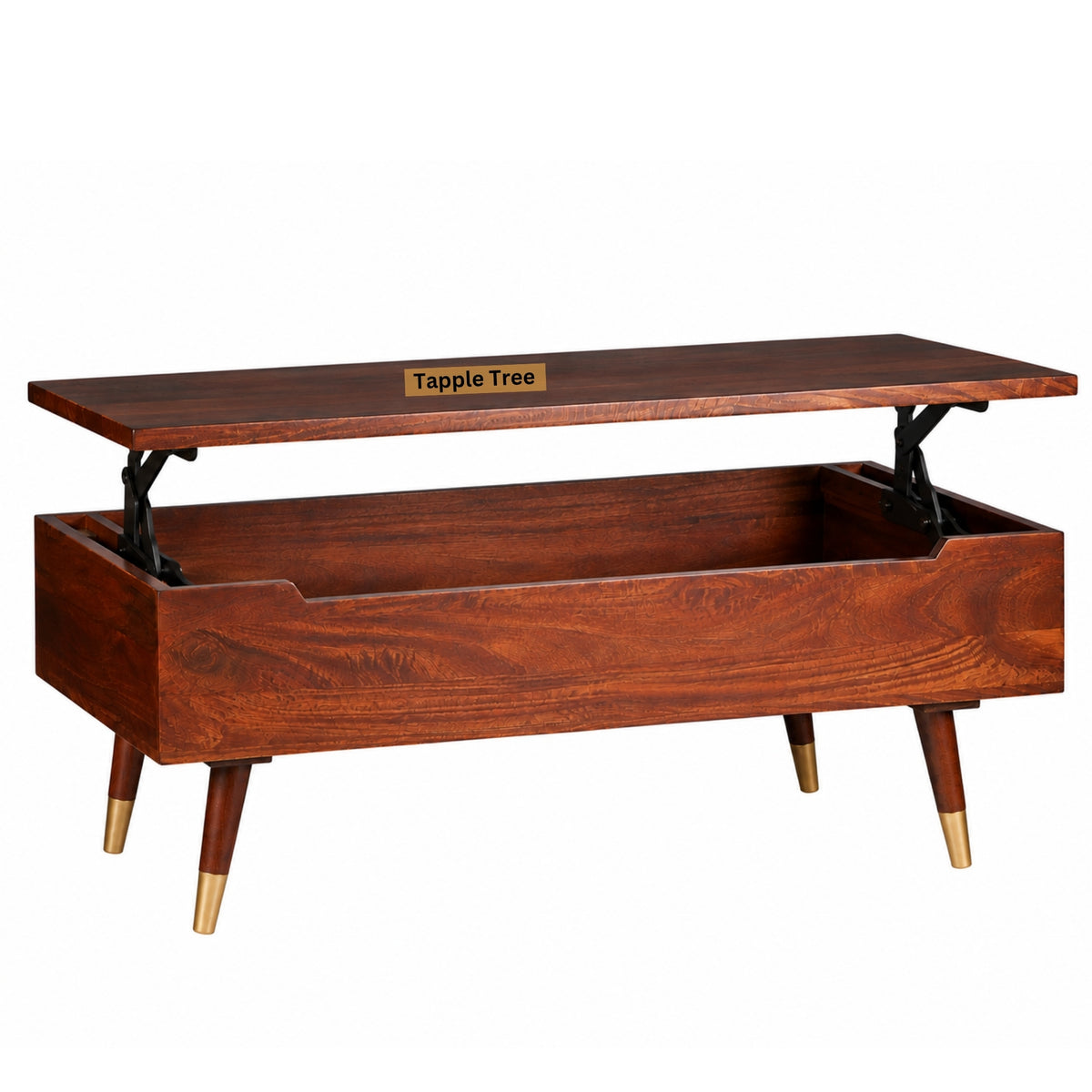 Berlin full lift-top coffee table in teak finish — product view 4