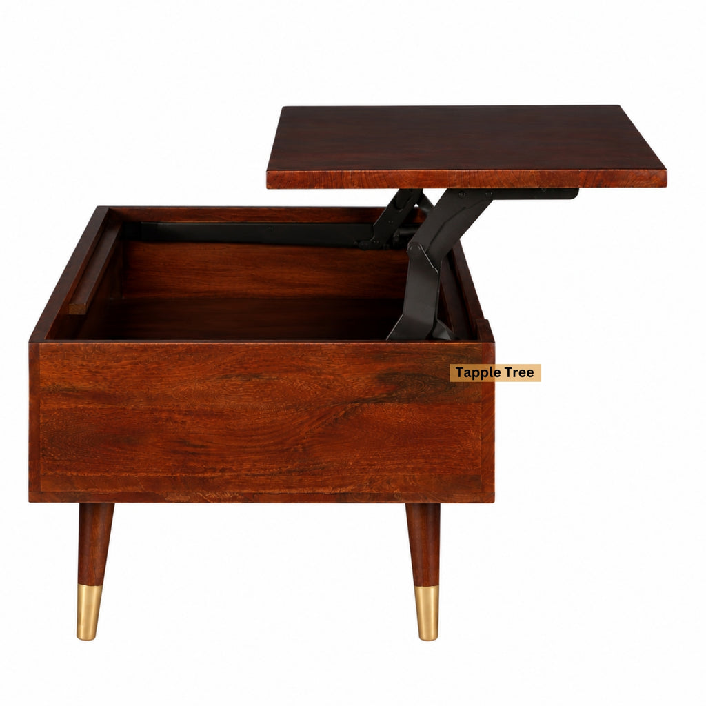 Berlin full lift-top coffee table in teak finish — product view 5
