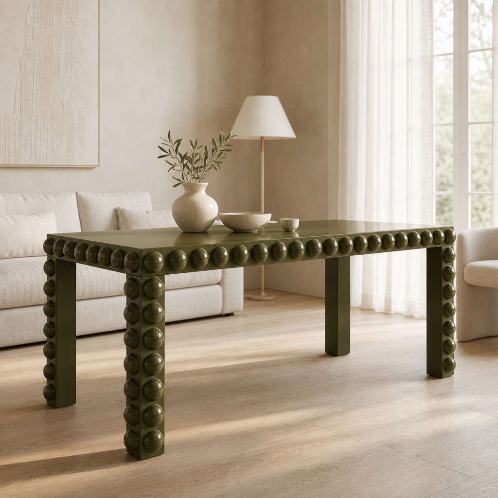Bolla Olive Green Dining Table — lifestyle setting