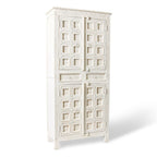 Haveli White Carved Wardrobe — RVS-7 ANGLED