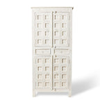 Haveli White Carved Wardrobe — RVS-7 FRONT
