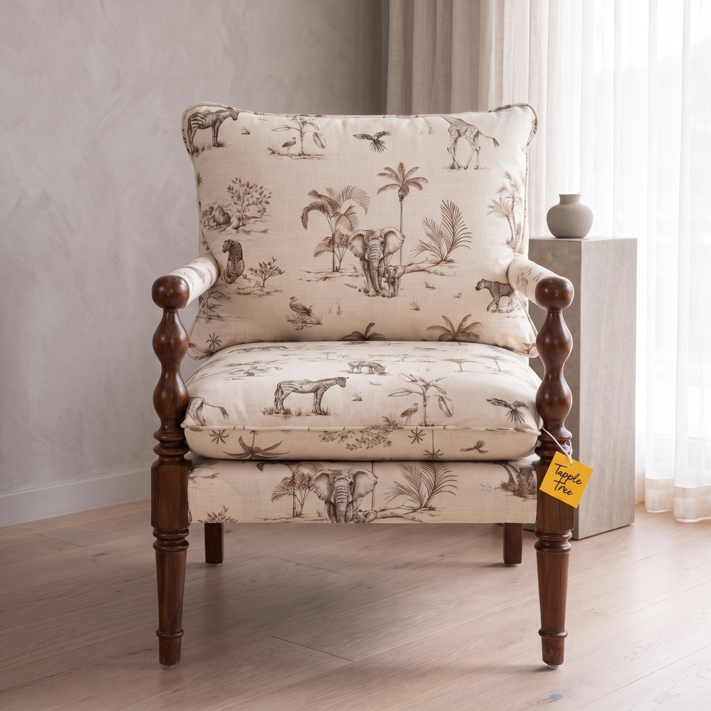 Alden Vale Mango Wood Accent Chair - Teak Finish — Lifestyle Front