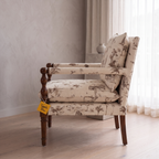Alden Vale Mango Wood Accent Chair - Teak Finish — Lifestyle Side Profile