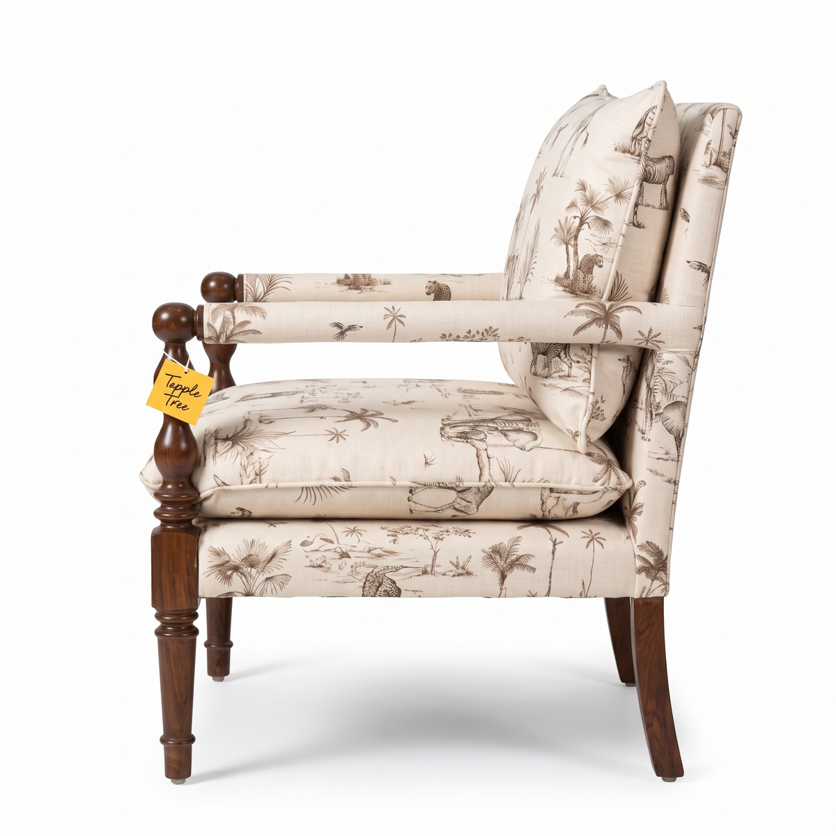 Alden Vale Mango Wood Accent Chair - Teak Finish — White Side Profile