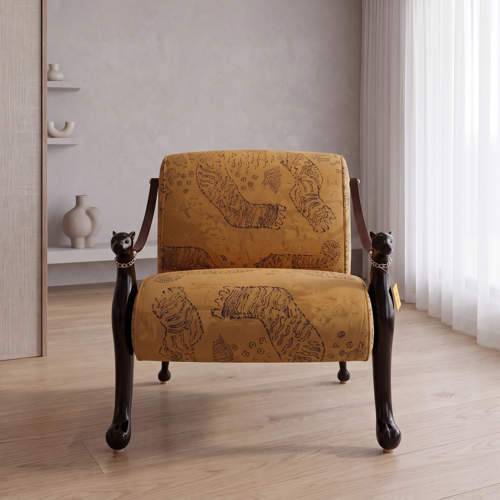 Alden Cove Teak Wood Accent Chair - Glossy Black — Lifestyle Front