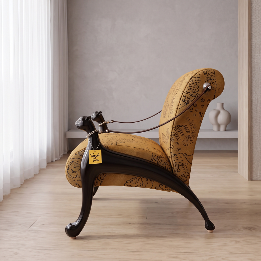 Alden Cove Teak Wood Accent Chair - Glossy Black — Lifestyle Side Profile