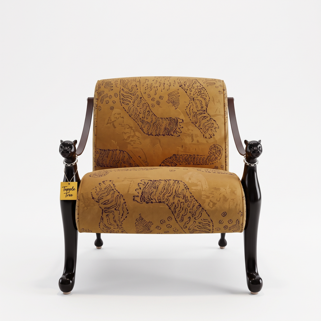 Alden Cove Teak Wood Accent Chair - Glossy Black — White Front