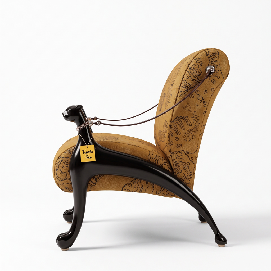 Alden Cove Teak Wood Accent Chair - Glossy Black — White Side Profile