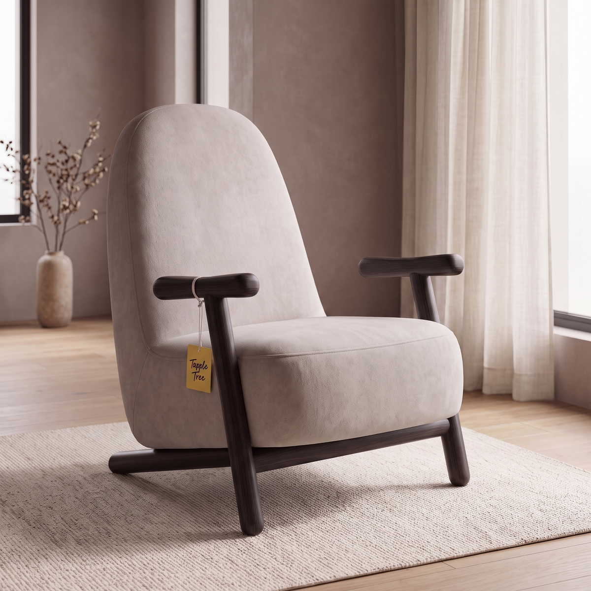 Alden Crest Mango Wood Accent Chair - Dark Walnut — Lifestyle Opposite Three Quarter