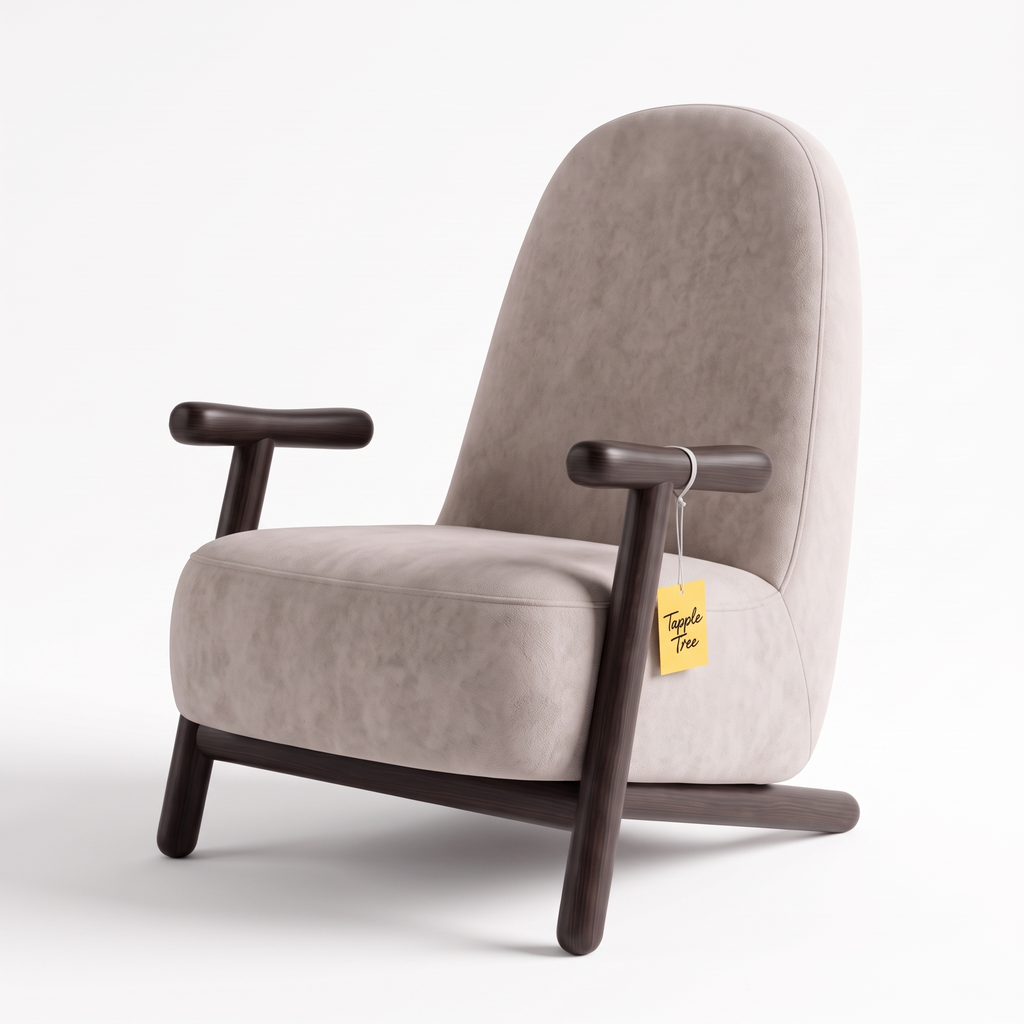 Alden Crest Mango Wood Accent Chair - Dark Walnut — White Right Three Quarter