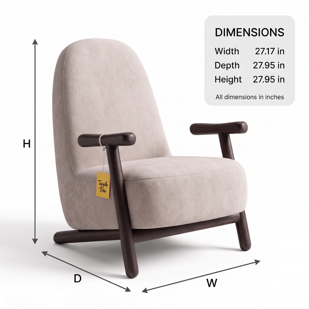 Alden Crest Mango Wood Accent Chair - Dark Walnut — Dimensions