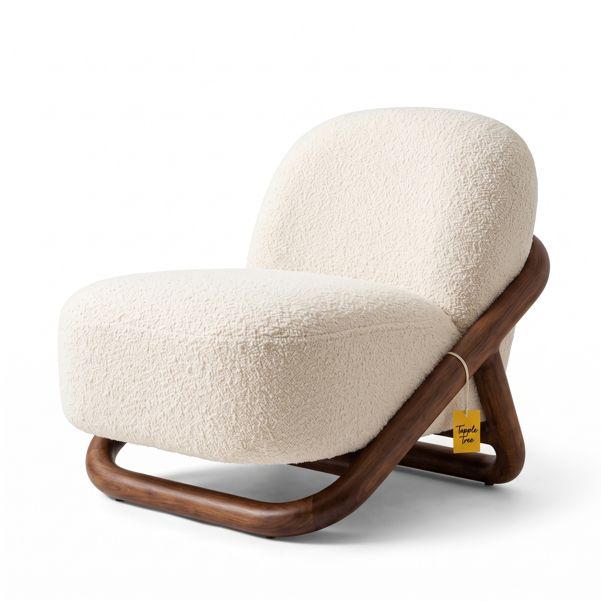 Alden Haven Mango Wood Accent Chair - Bourbon Brown Finish — White Right Three Quarter