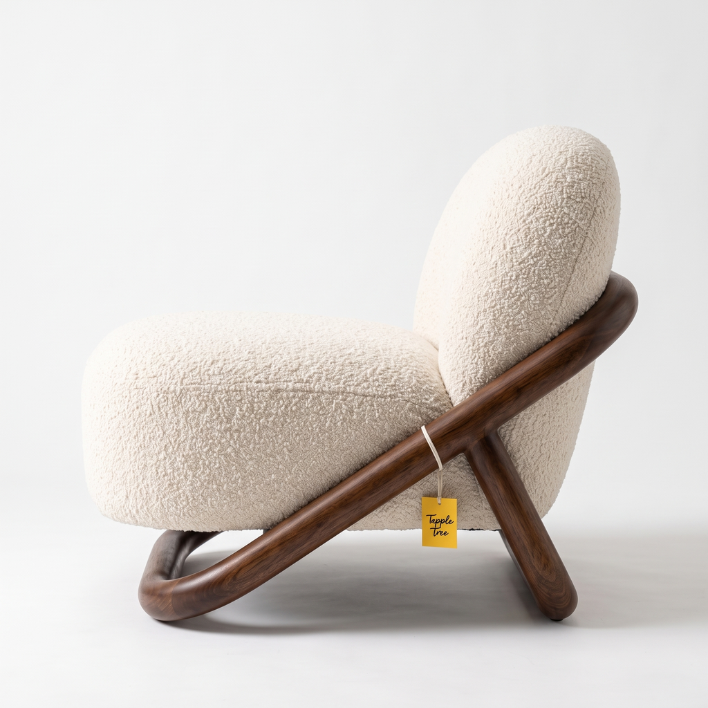 Alden Haven Mango Wood Accent Chair - Bourbon Brown Finish — White Side Profile