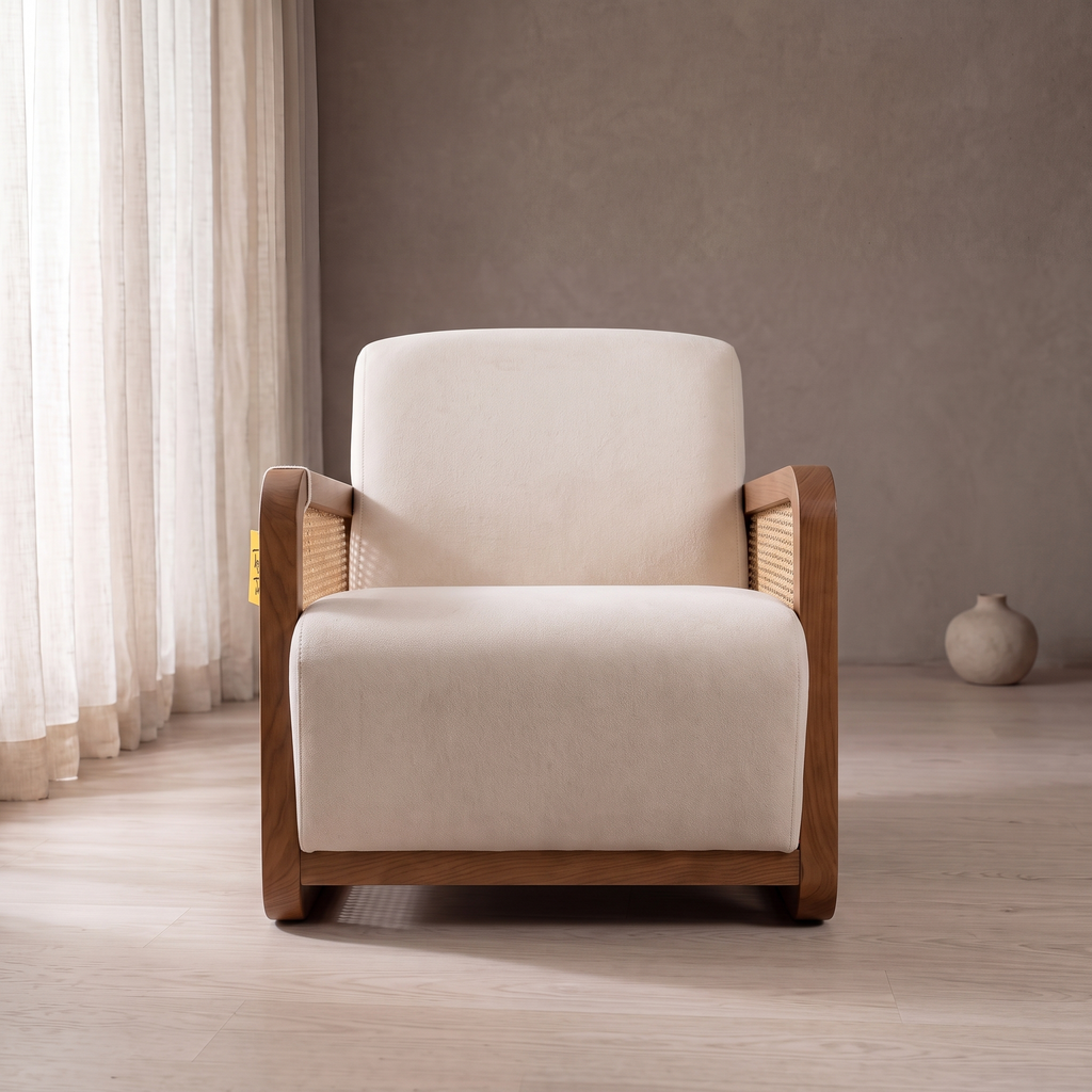 Alden Brook Mango Wood Accent Chair - Bourbon Brown Finish — Lifestyle Front