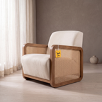 Alden Brook Mango Wood Accent Chair - Bourbon Brown Finish — Lifestyle Opposite Three Quarter