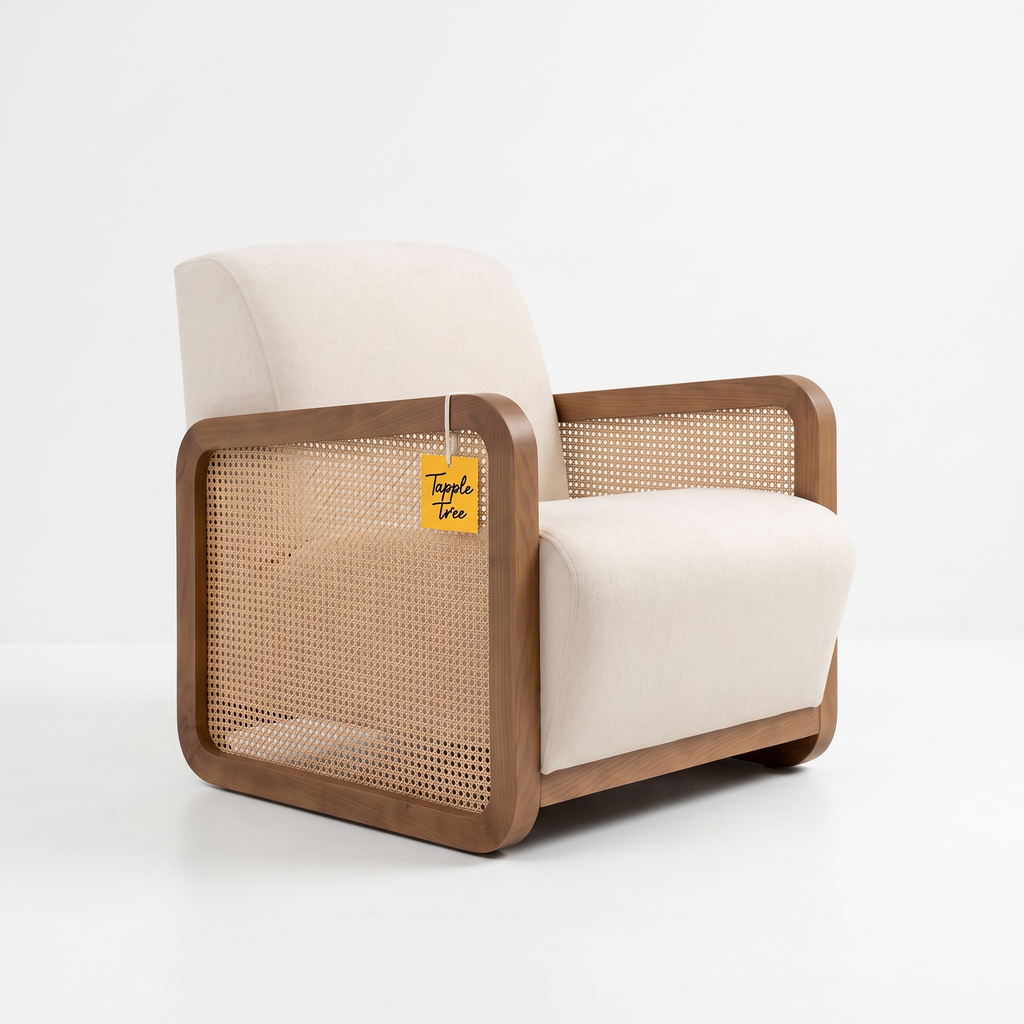 Alden Brook Mango Wood Accent Chair - Bourbon Brown Finish — White Left Three Quarter
