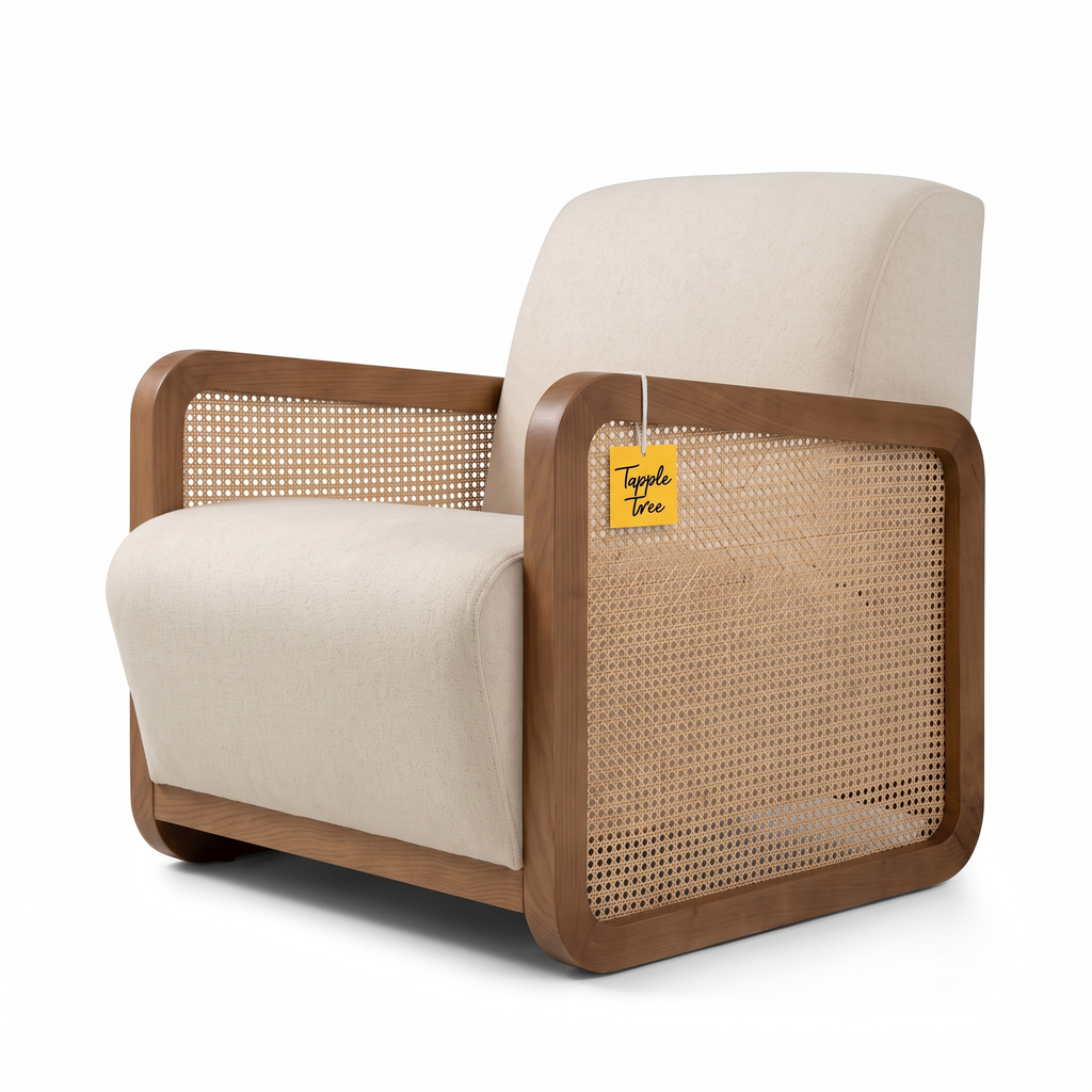Alden Brook Mango Wood Accent Chair - Bourbon Brown Finish — White Right Three Quarter