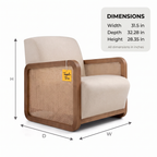 Alden Brook Mango Wood Accent Chair - Bourbon Brown Finish — Dimensions