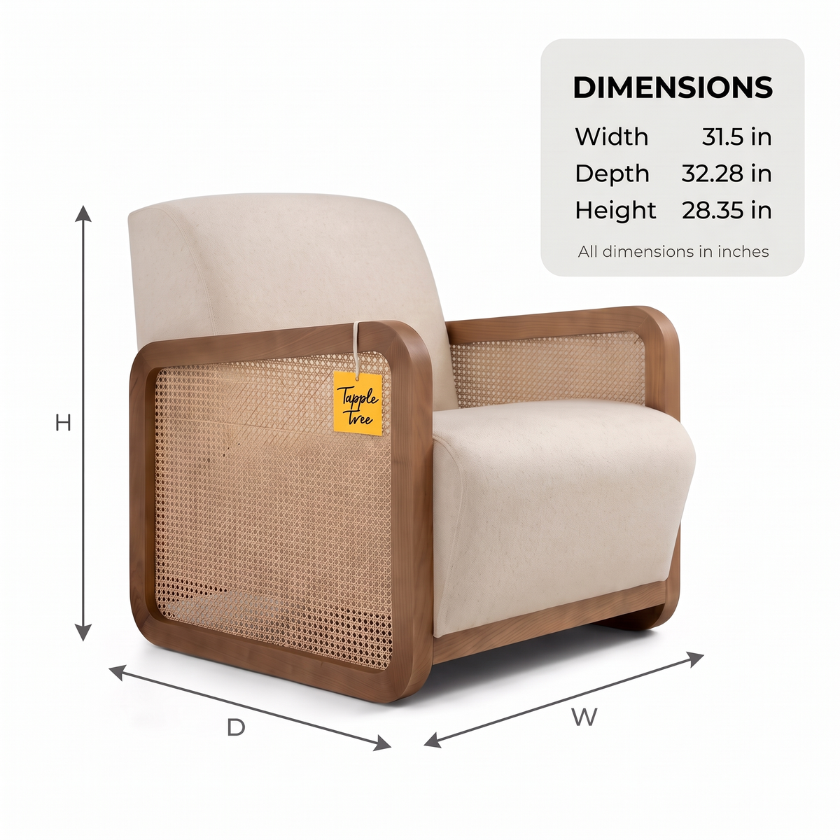 Alden Brook Mango Wood Accent Chair - Bourbon Brown Finish — Dimensions