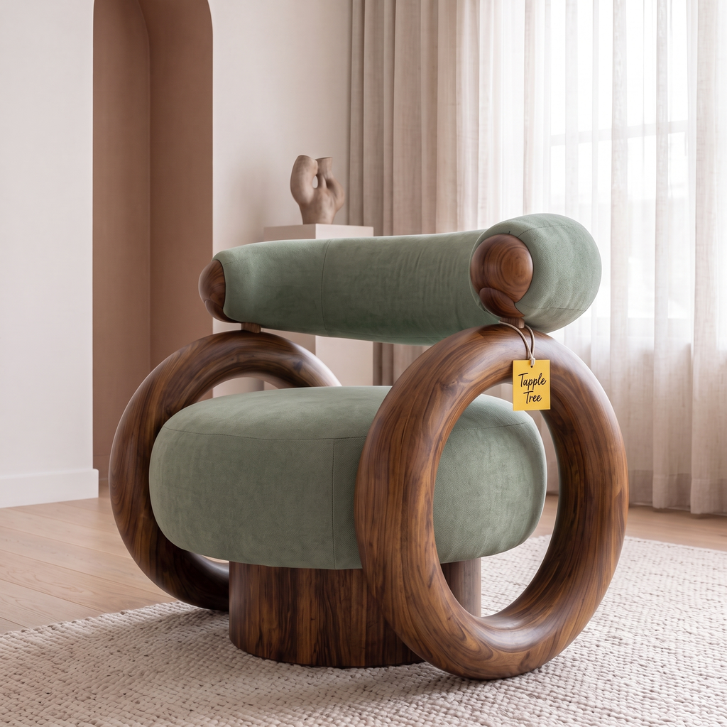 Alden Glen Teak Wood Accent Chair - Provincial Teak — Lifestyle Opposite Three Quarter