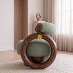 Alden Glen Teak Wood Accent Chair - Provincial Teak — Lifestyle Side Profile