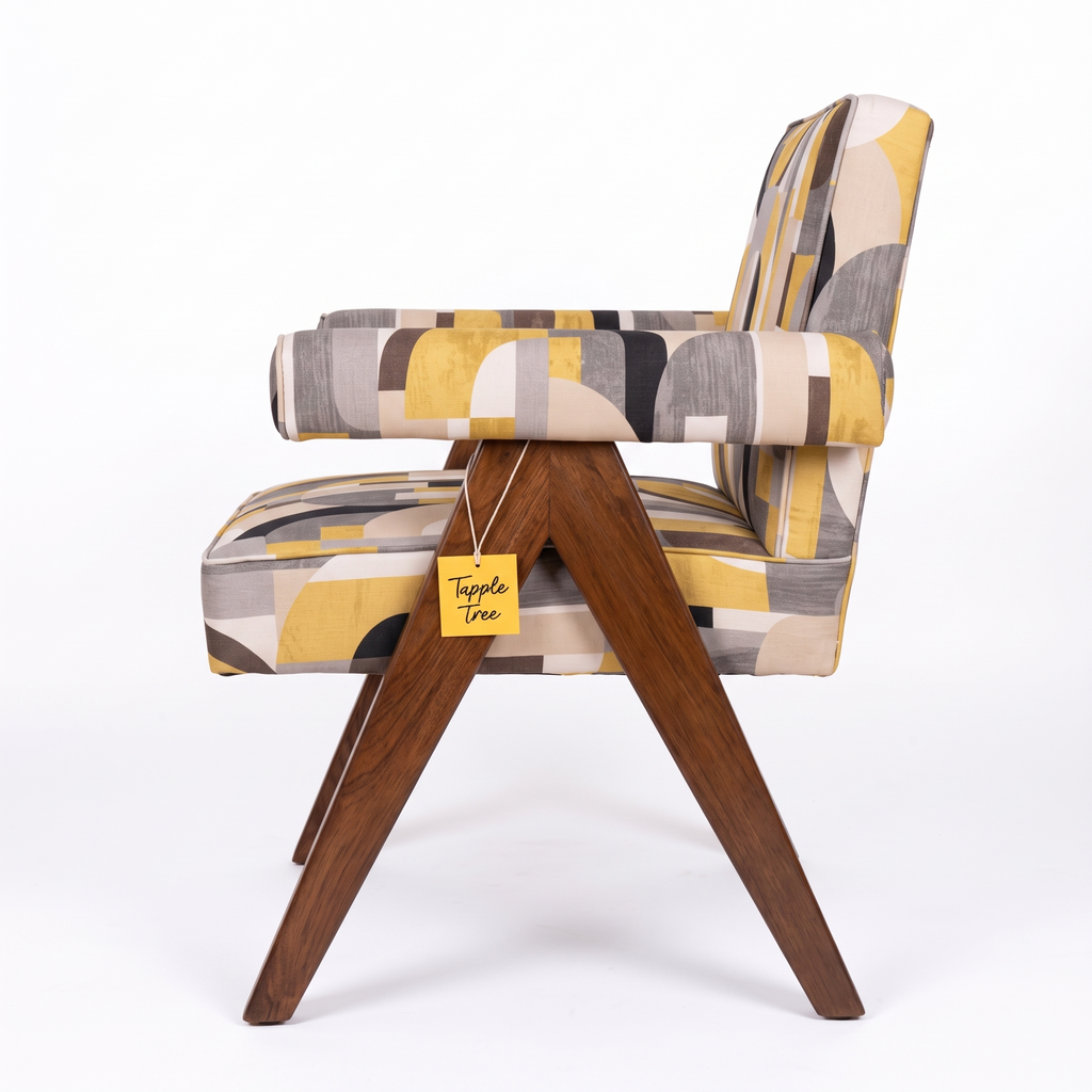 Alden Heath Mango Wood Armchair - Provincial Teak — White Side Profile