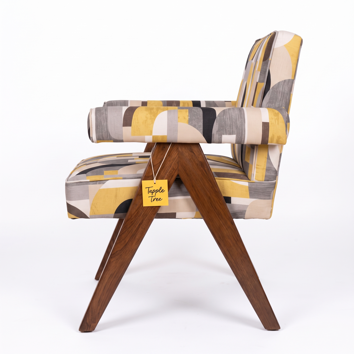 Alden Heath Mango Wood Armchair - Provincial Teak — White Side Profile