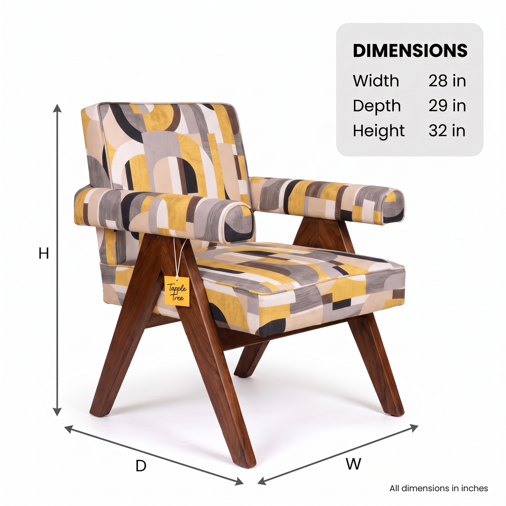 Alden Heath Mango Wood Armchair - Provincial Teak — Dimensions
