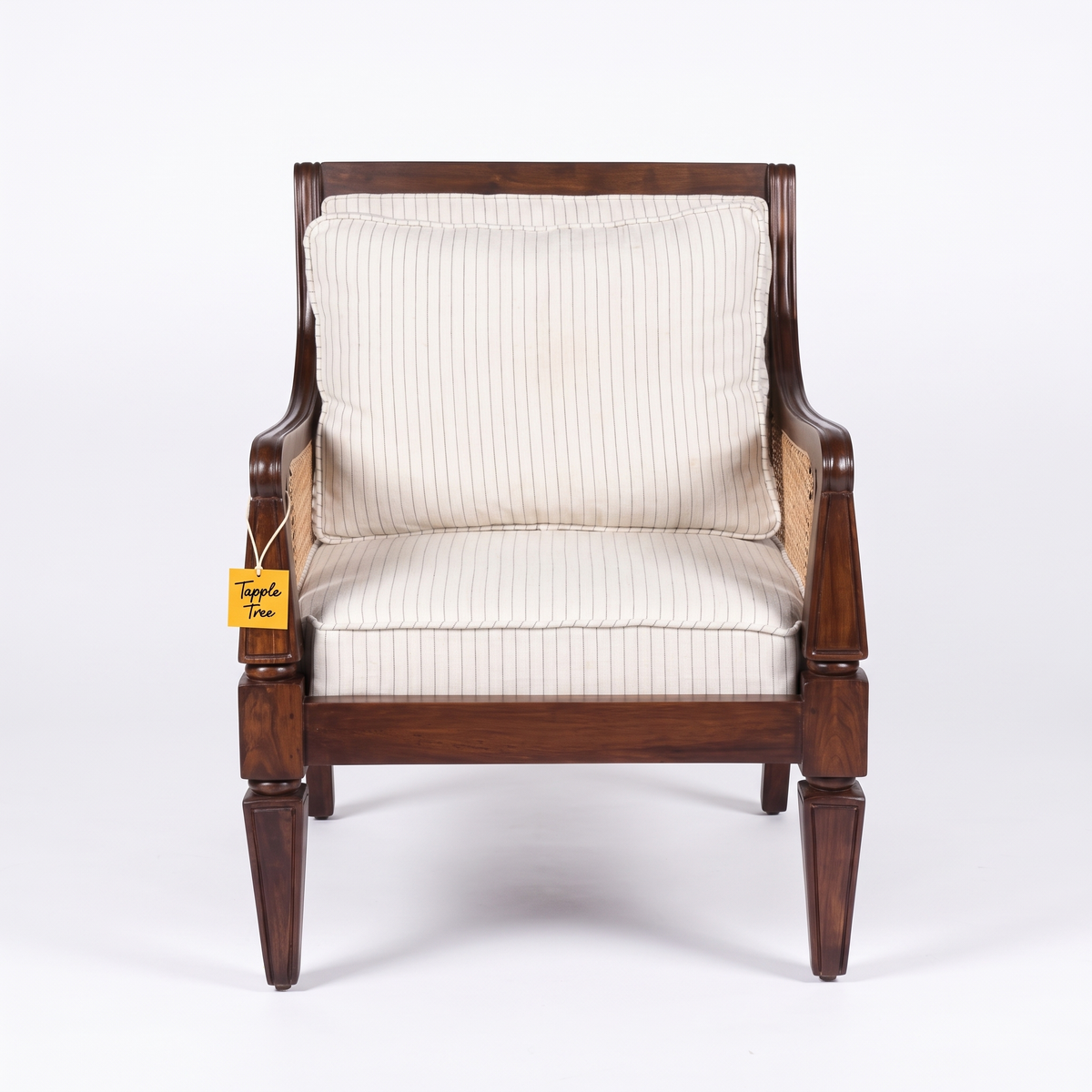 Alden Field Mango Wood Armchair - Provincial Teak — White Front