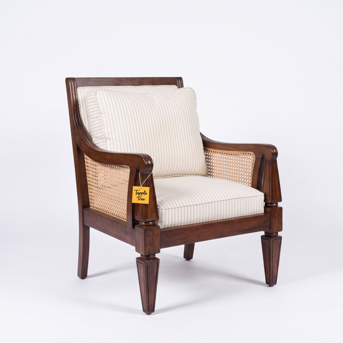 Alden Field Mango Wood Armchair - Provincial Teak — White Left Three Quarter