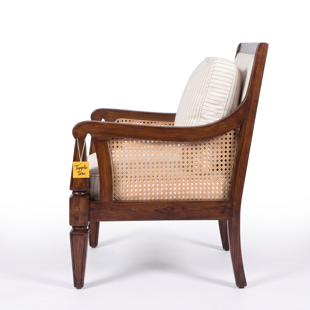 Alden Field Mango Wood Armchair - Provincial Teak — White Side Profile