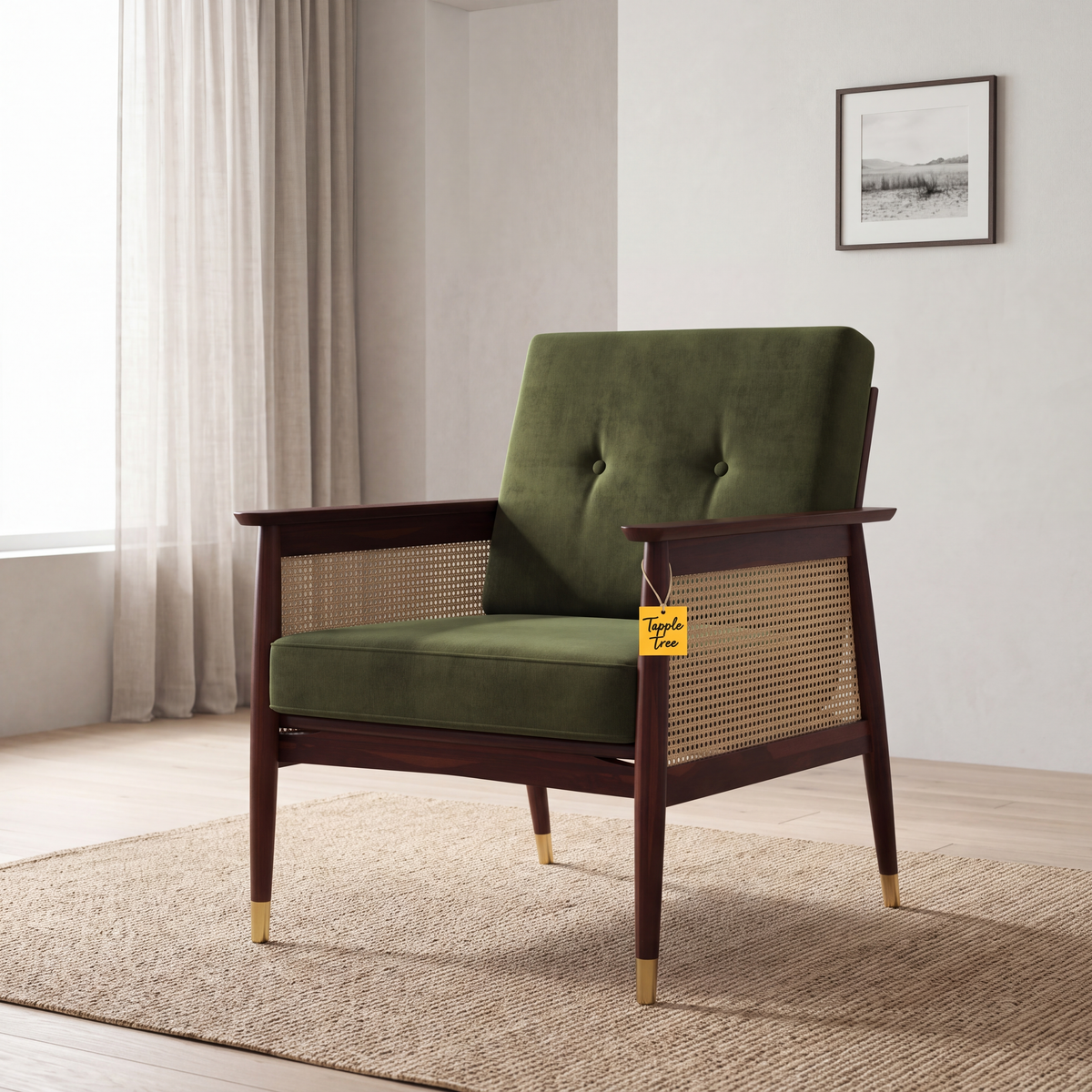 Alden Wood accent chair by Tapple Tree, main lifestyle view