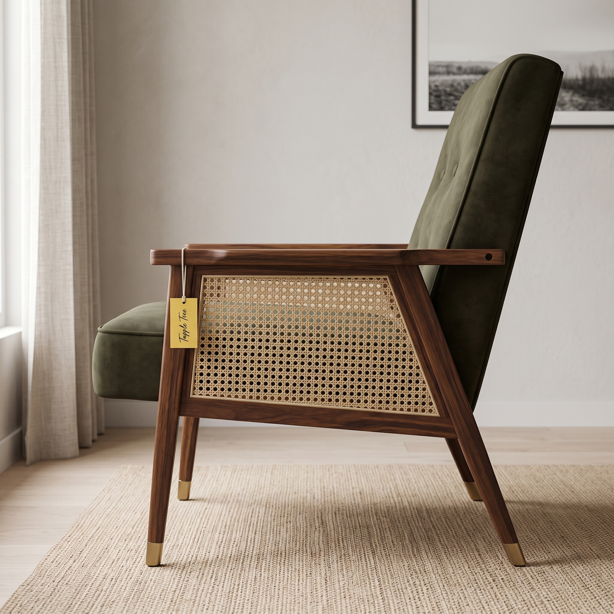 Alden Wood Sheesham Wood Armchair - Provincial Teak — Lifestyle Side Profile