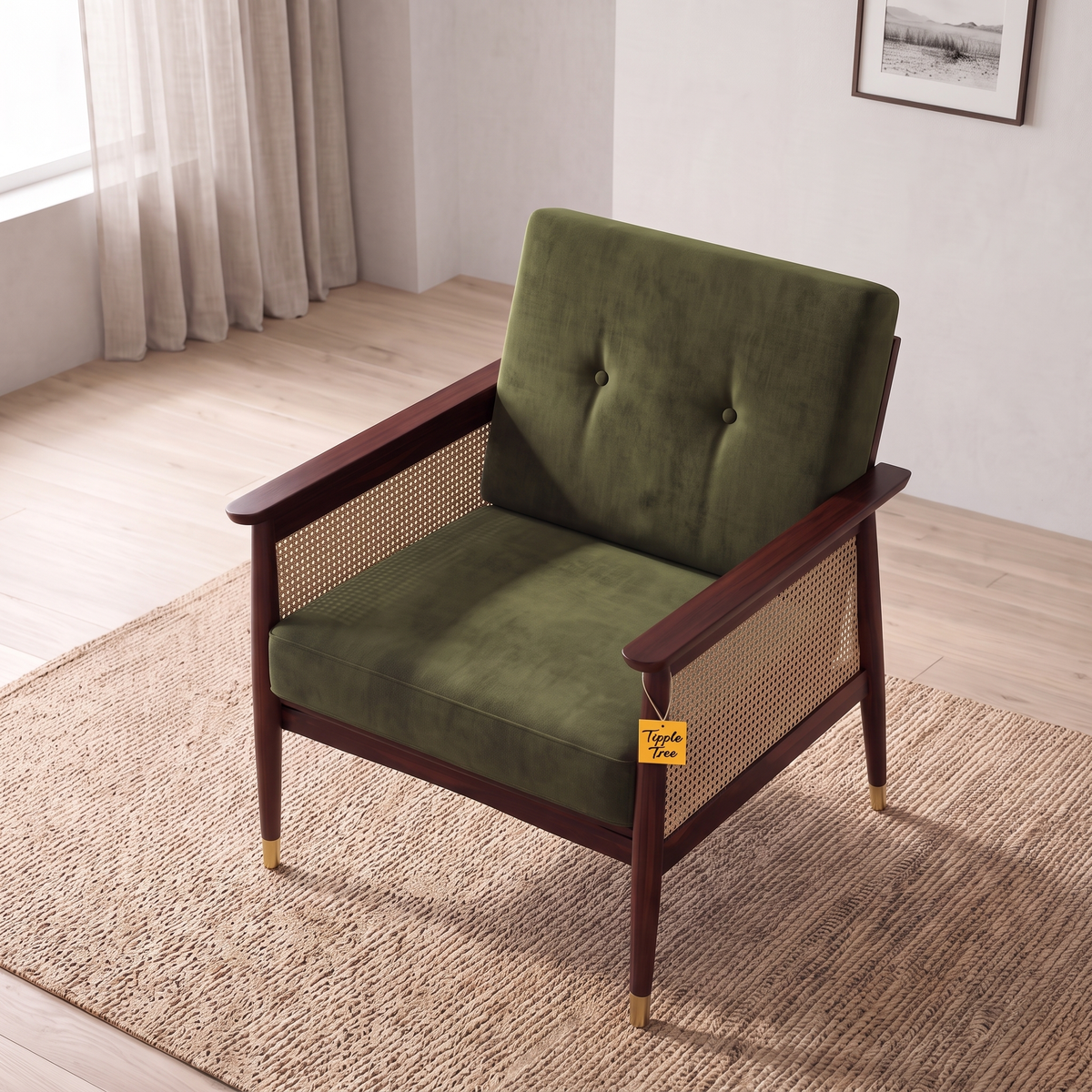 Alden Wood Sheesham Wood Armchair - Provincial Teak — Lifestyle Elevated Angle
