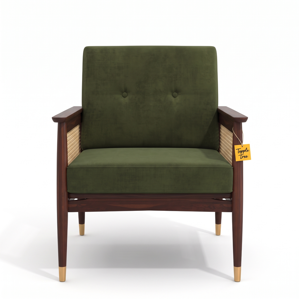 Alden Wood Sheesham Wood Armchair - Provincial Teak — White Front