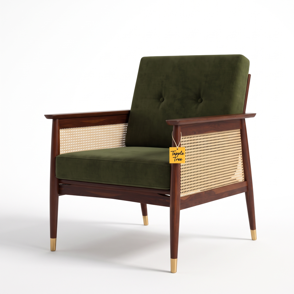 Alden Wood Sheesham Wood Armchair - Provincial Teak — White Left Three Quarter